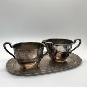 Wm Rogers silver plate sugar & cream 3 pc. set